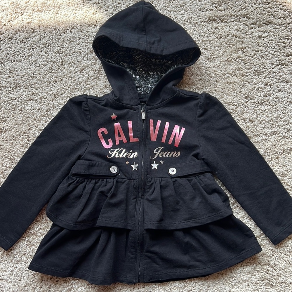 Calvin Klein full zip hoodie with tiered ruffles | 3T